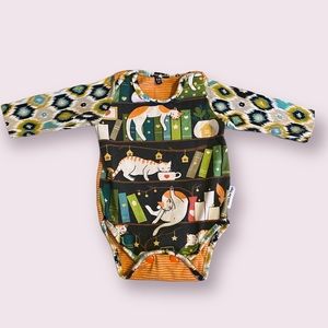 Cat Baby Bodysuit, Bookshelf 3-6 month handmade bodysuit